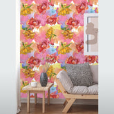 Watercolor Peony Flowers with Leaves  Wallpaper